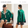 OLrain法式绿色短外套女早秋2022年新款薄款减龄学院风海军领上衣 商品缩略图1
