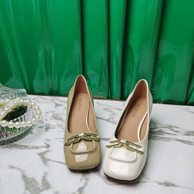 IUIU SECOND商场同款方头链条扣中跟舒适百搭单鞋女