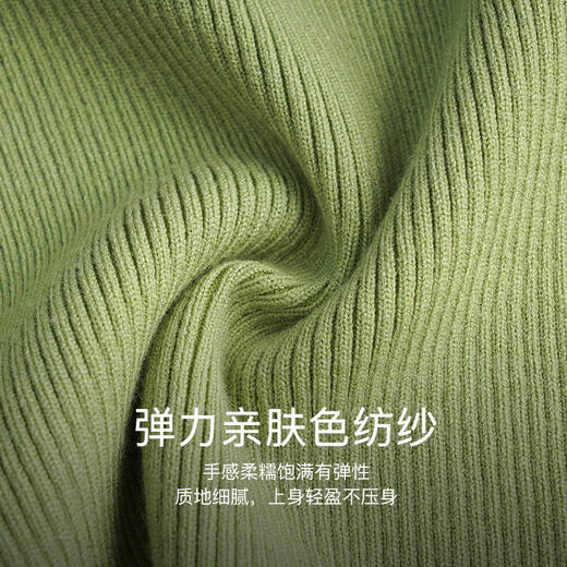 OLrain欧芮儿法式绿色套头针织衫女秋季2022年新款修身假两件毛衣 商品图2