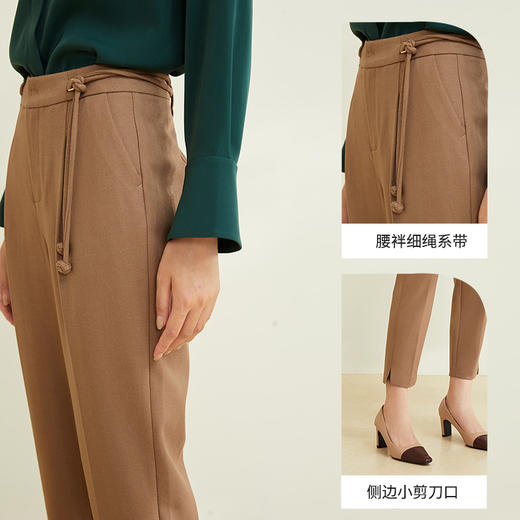 玳莎绳带设计感烟管裤女秋季新款上班通勤显瘦垂感休闲长裤  CC36308 商品图2