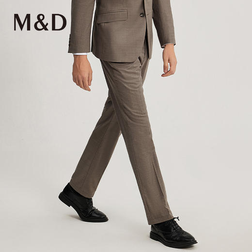 名盾商务男士秋冬棕色休闲西裤中腰直筒修身职业长裤 商品图2