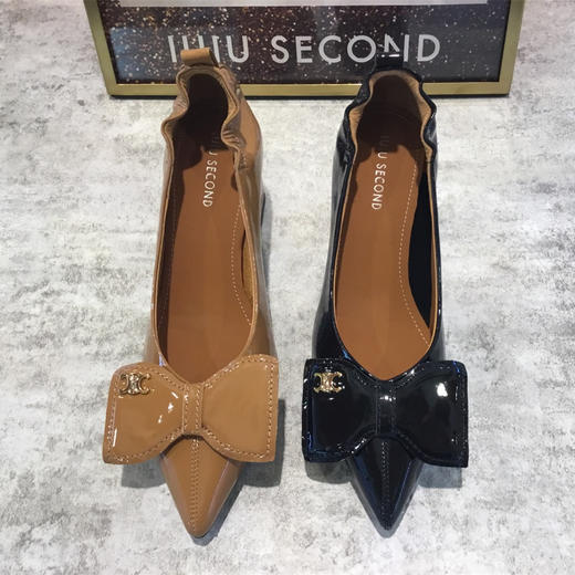 IUIU SECOND高跟鞋女单鞋2021秋季新款漆皮蝴蝶结浅口尖头鞋 商品图3