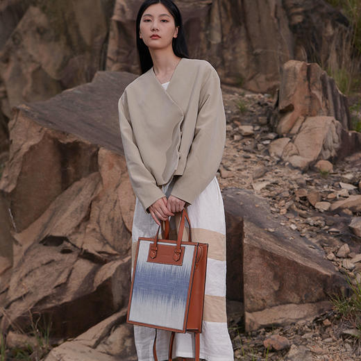 饮水鸟夏季新款非遗夏布包 夏布电脑包 黑色/棕色 商品图8