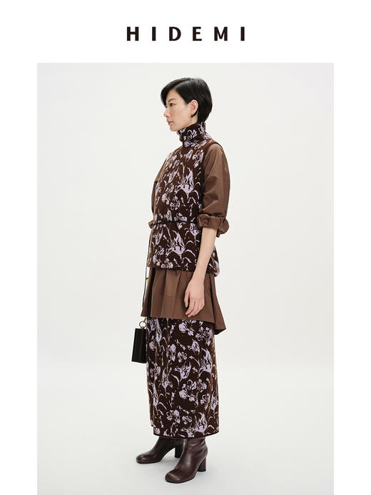 HIDEMI 美利奴羊毛主题花卉系列高领极简三件套 高领马夹/半身裙/围巾 商品图2