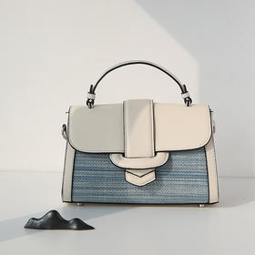 饮水鸟非遗侗族手织布囧囧有神百搭包 手提斜挎包 棉囧月白