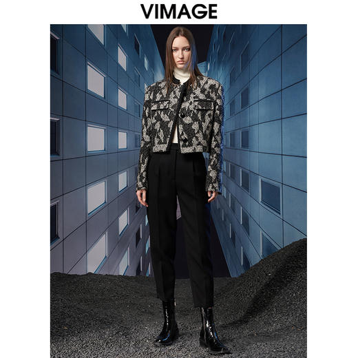 VIMAGE纬漫纪秋冬新款洋气优雅时尚气质显瘦短外套女V1803423 商品图1