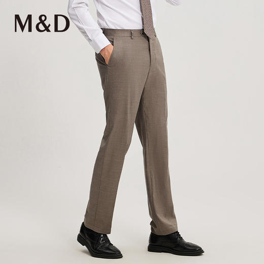 名盾商务男士秋冬棕色休闲西裤中腰直筒修身职业长裤 商品图1