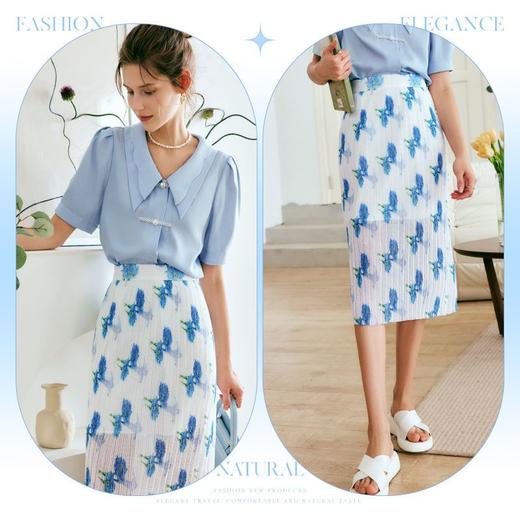 OLrain法式高级穿搭翻领衬衫女夏季2022年新款时尚宽松泡泡袖衬衣 商品图2