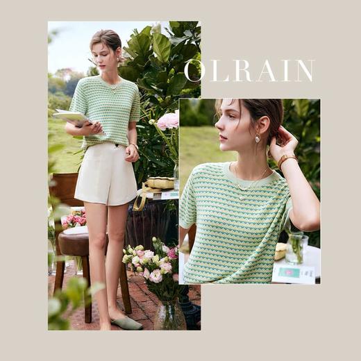 欧芮儿碎花针织衫女夏季2022年新款修身时尚冰爽丝薄款套头上衣 商品图1