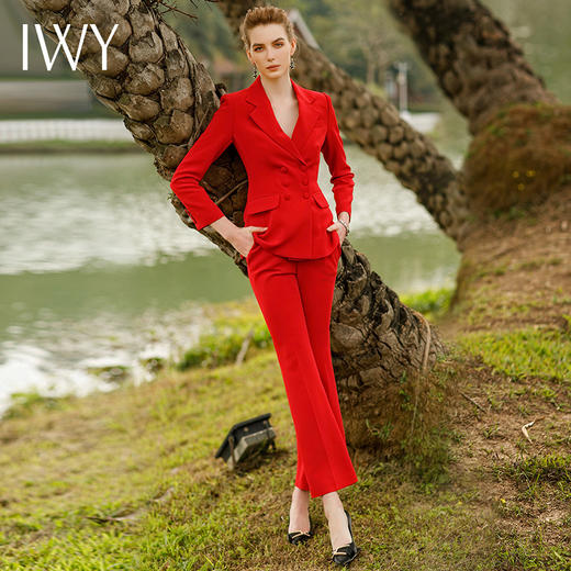 IWY/红色西装职业装套装红色高级西服宴会上镜主持人正装工作服女213163C1+P3 商品图2