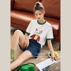 OLrain法式白色短袖T恤女夏季2022新款宽松显瘦撞色猫咪圆领上衣 商品缩略图0