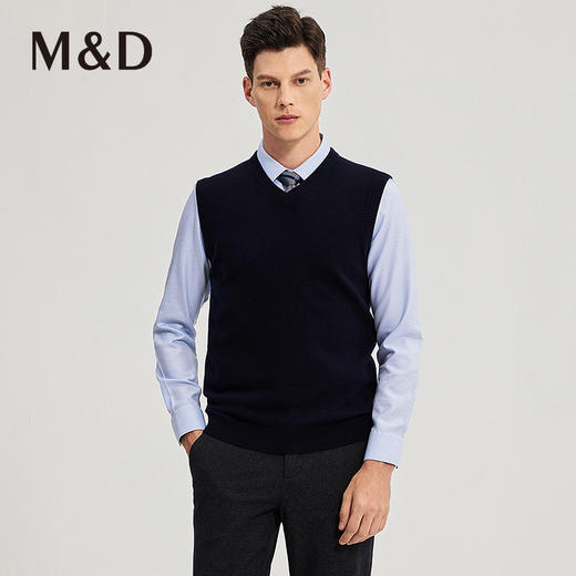 MD名盾纯羊毛衫背心V领秋冬商务正装中青年爸爸保暖针织马甲毛衣 商品图2