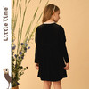 littletime秋季女童赫本风小黑裙2022新款女大童灯笼袖丝绒连衣裙 商品缩略图2