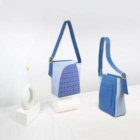 饮水鸟非遗江南手织布真皮百搭包 桶包  宝石花/芦扉花