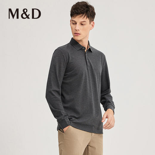 MD名盾商务男士秋冬新品翻领长袖上衣三粒扣松紧袖口polo衫 商品图3