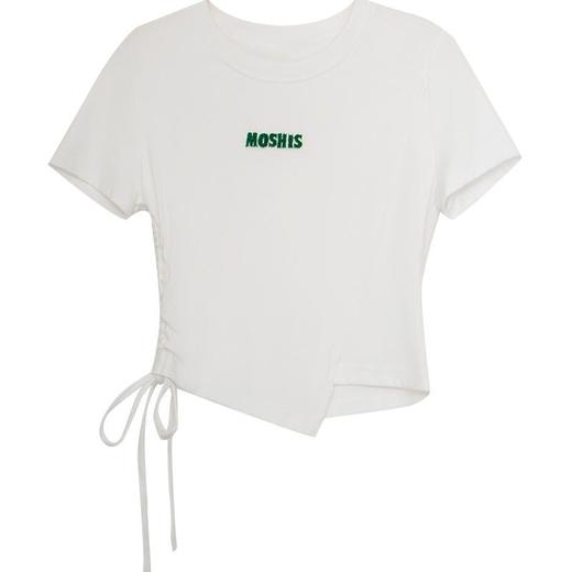 OLrain法式高级穿搭白色短袖T恤女夏季2022年新款修身设计感上衣 商品图5