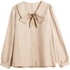 OLrain欧芮儿法式卡其色衬衫女秋季2022年新款洋气蝴蝶结减龄衬衣 商品缩略图5