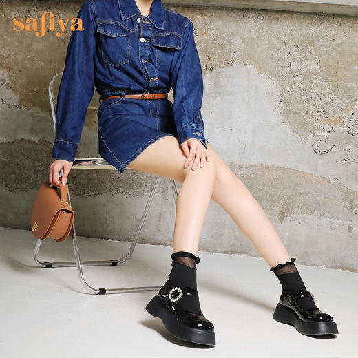 【双旦福利】Safiya/索菲娅 JK玛丽珍女鞋2022年冬季新款甜酷减龄厚软底袜靴女 SF24116076 商品图3