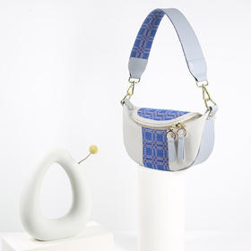 饮水鸟非遗江南手织布真皮百搭包