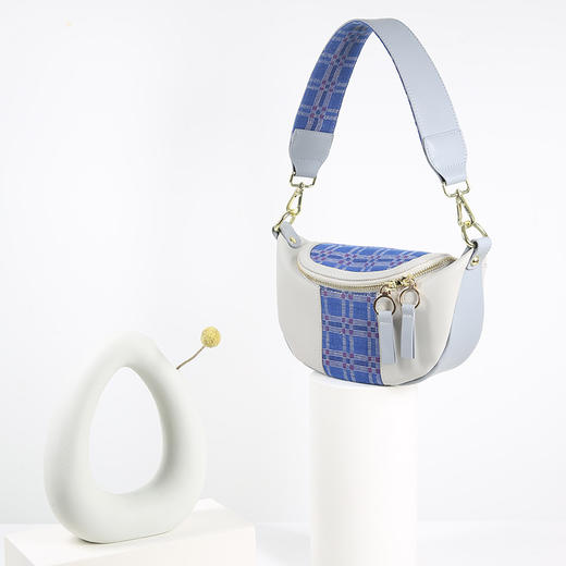 饮水鸟非遗江南手织布真皮百搭包 商品图0