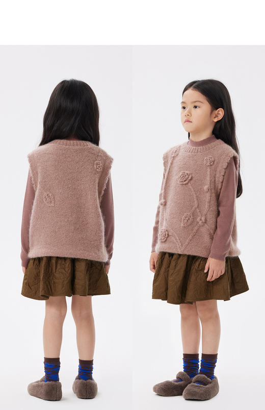 JNBY  22年秋款  时尚钩花毛衫背心  1M9311580 商品图3