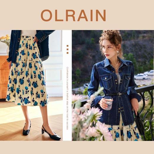 欧芮儿牛仔外套女夏季2022年新款宽松气质复古港风泡泡袖休闲上衣 商品图3