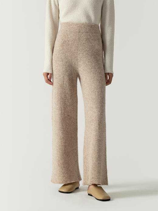 322工房别样绒感加厚羊驼毛针织裤2022秋冬新款高腰休闲直筒裤女 商品图0