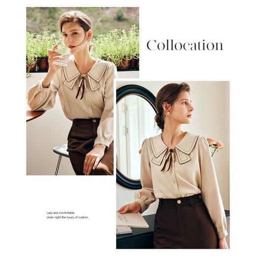 OLrain欧芮儿法式卡其色衬衫女秋季2022年新款洋气蝴蝶结减龄衬衣 商品图3