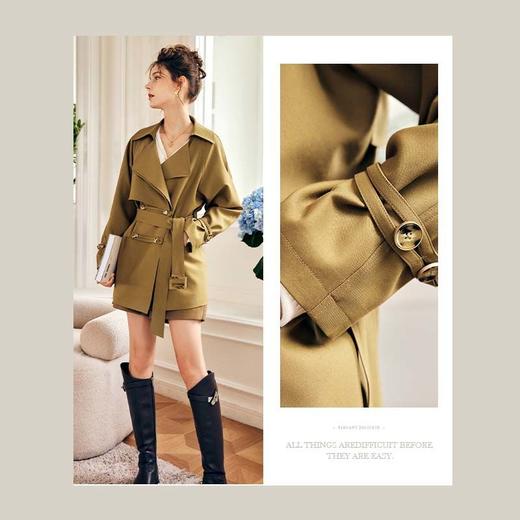OLrain欧芮儿法式卡其色风衣外套女早秋2022年新款气质设计感大衣 商品图1