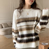 黛唯梵韩版条纹慵懒风毛衣女秋冬宽松套头针织衫外穿软糯休闲学院风上衣 商品缩略图2