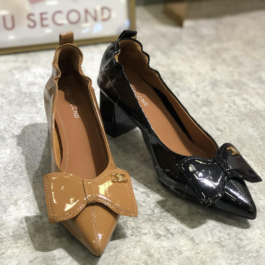 IUIU SECOND高跟鞋女单鞋2021秋季新款漆皮蝴蝶结浅口尖头鞋 商品图4
