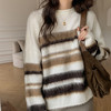 黛唯梵韩版条纹慵懒风毛衣女秋冬宽松套头针织衫外穿软糯休闲学院风上衣 商品缩略图3