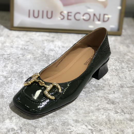 IUIU SECOND带跟单鞋女21年新秋季真皮软皮软底一脚蹬圆头浅口豆 商品图1