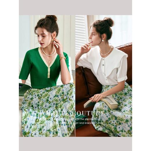 欧芮儿碎花半身裙女夏季2022新款高腰薄款显瘦设计感不规则a字裙 商品图4