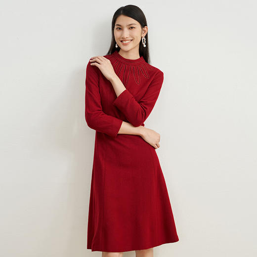 EITIE爱特爱新款高领收腰气质连衣裙6807512 商品图1