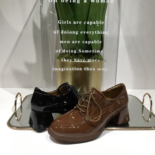 IUIU SECOND真皮小皮鞋新秋系带小跟复古单鞋软皮圆头布洛克女鞋 商品图1