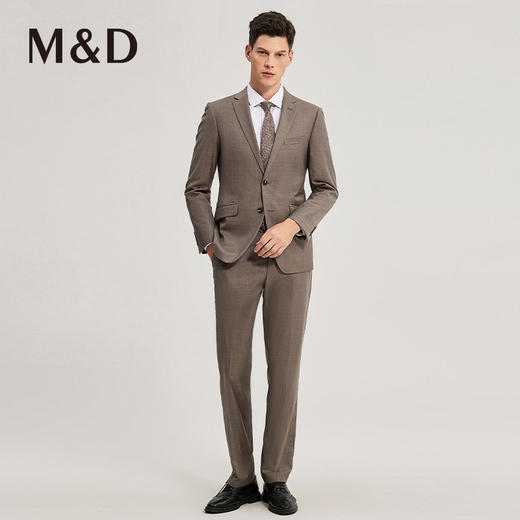 名盾商务男士秋冬棕色休闲西裤中腰直筒修身职业长裤 商品图3