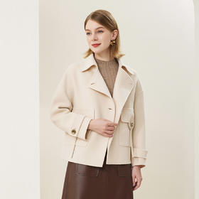 MH9A3斯尔丽瑟俪2022年冬上新商场同款小众法式双面羊毛短款西装领大衣