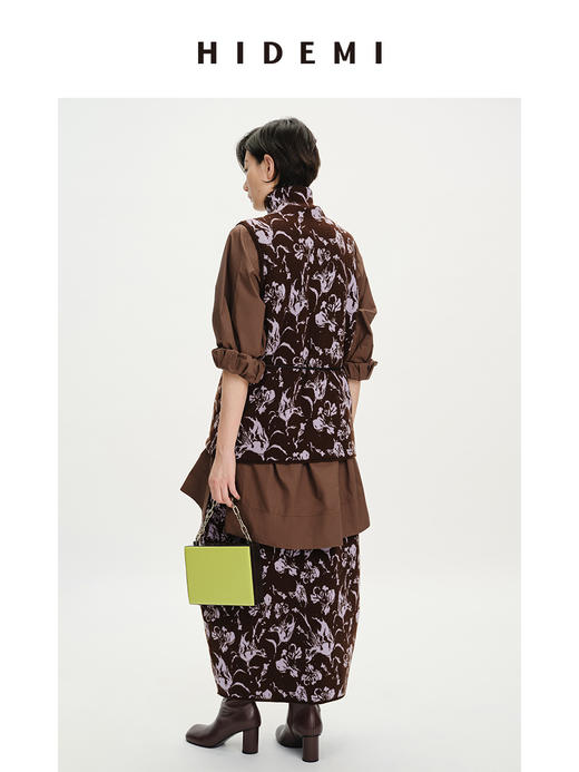 HIDEMI 美利奴羊毛主题花卉系列高领极简三件套 高领马夹/半身裙/围巾 商品图5