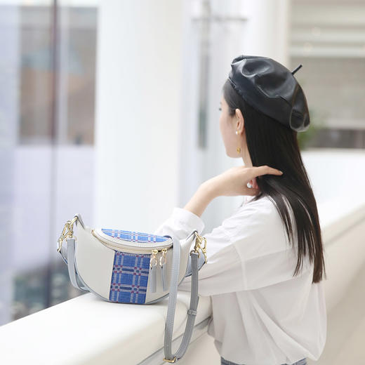 饮水鸟非遗江南手织布真皮百搭包 商品图3