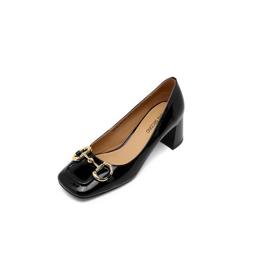 IUIU SECOND春秋季新款真皮单鞋女粗跟百搭浅口高跟鞋子女一脚蹬 商品图1