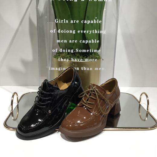 IUIU SECOND真皮小皮鞋新秋系带小跟复古单鞋软皮圆头布洛克女鞋 商品图4