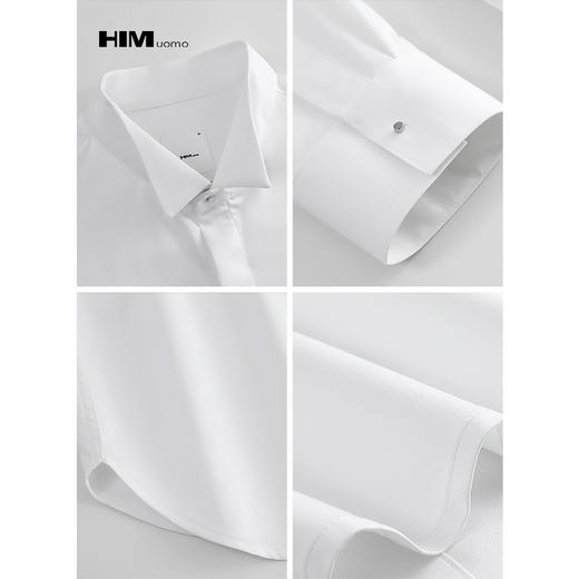 HIM漢崇 舒适简约暗门襟衬衫时尚优雅宴会婚礼长袖衬衣 2025秋季 商品图3