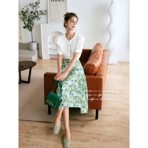 欧芮儿碎花半身裙女夏季2022新款高腰薄款显瘦设计感不规则a字裙 商品图3