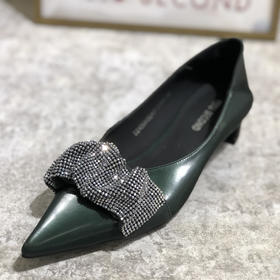 IUIU SECOND气质宴会鞋浅口时装水钻2021新秋低跟单鞋