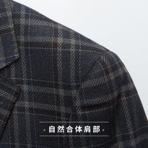 【亲肤透气】罗蒙男士西服休闲商务时尚格纹通勤百搭单西西装外套男 商品图5