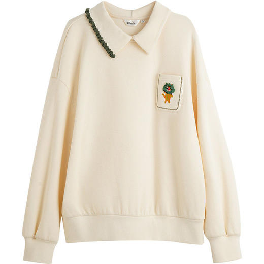 欧芮儿法式polo领卫衣女秋季2022新款减龄撞色刺绣洋气上衣 商品图4