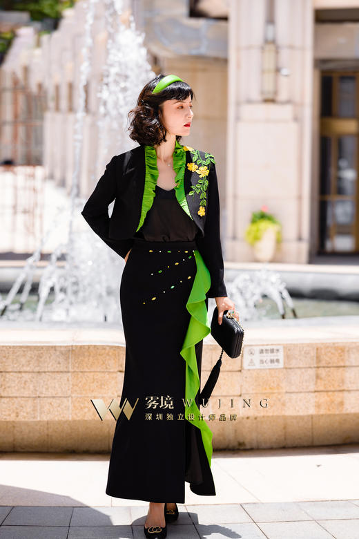 2202133 幽光玉翠 高密细斜磨毛醋酸缎半裙 雾境 商品图3