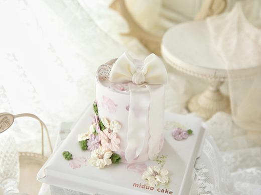 女士款 白色蝴蝶结 韩式裱花 优雅 复古 翻糖裱花蛋糕 商品图3