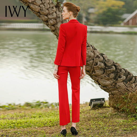 IWY/红色西装职业装套装红色高级西服宴会上镜主持人正装工作服女213163C1+P3 商品图3